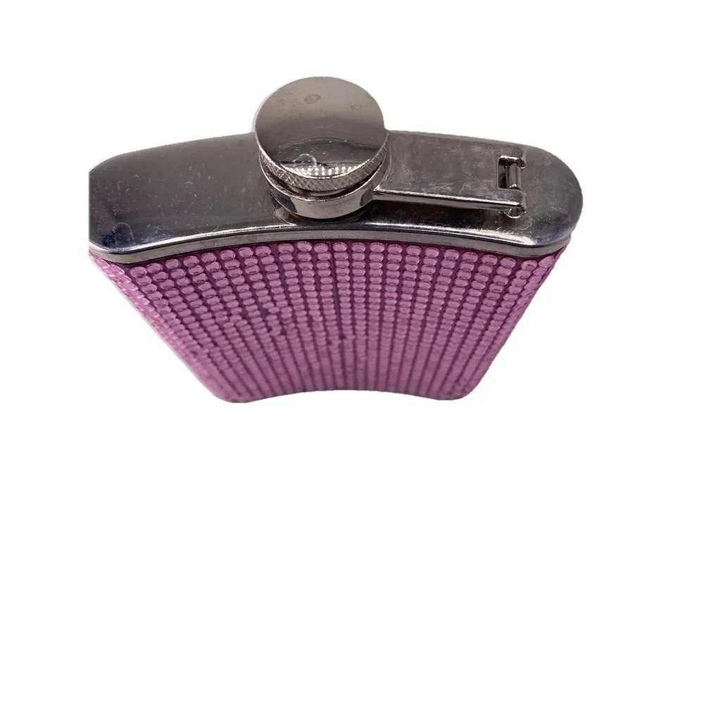 Bling Bling Pink Vintage Steel 7oz/Pocket Whiskey Wine Flask w/Funnel Patron Tea